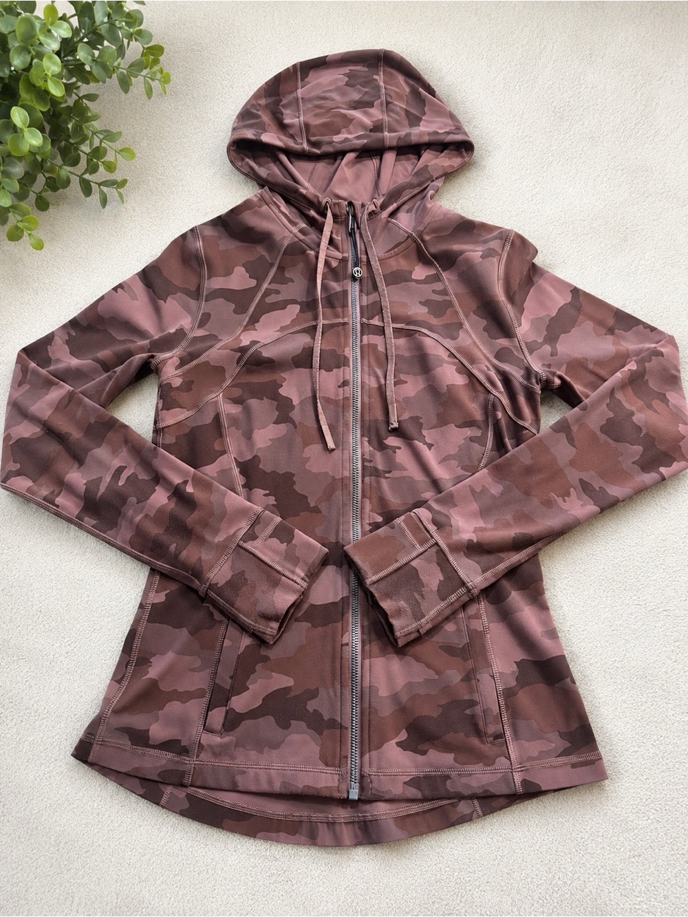 Lululemon Roasted Brown Nulu Camo Zip Hooded Define Jacket